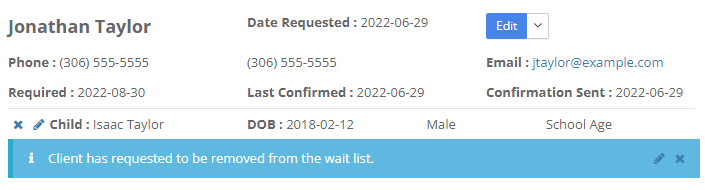 Wait list request removal